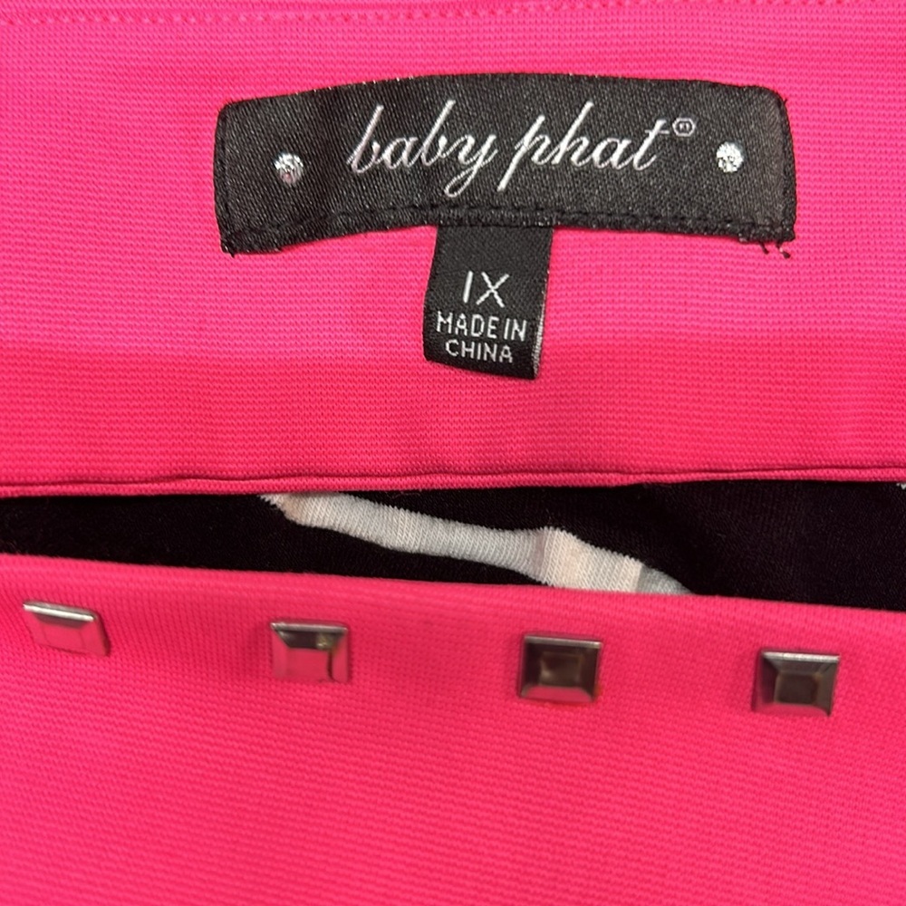 Baby Phat Black White and Pink Low Back Stretch Dress Size 1X - Picture 7 of 10
